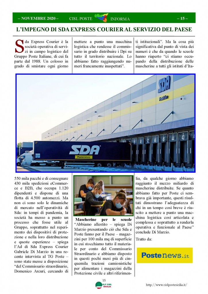 Cisl Poste Sicilia Informa Novembre 2020_Pagina_15