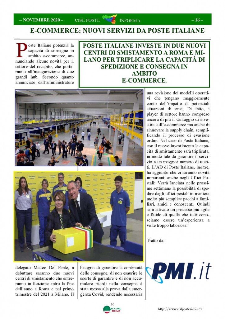 Cisl Poste Sicilia Informa Novembre 2020_Pagina_16