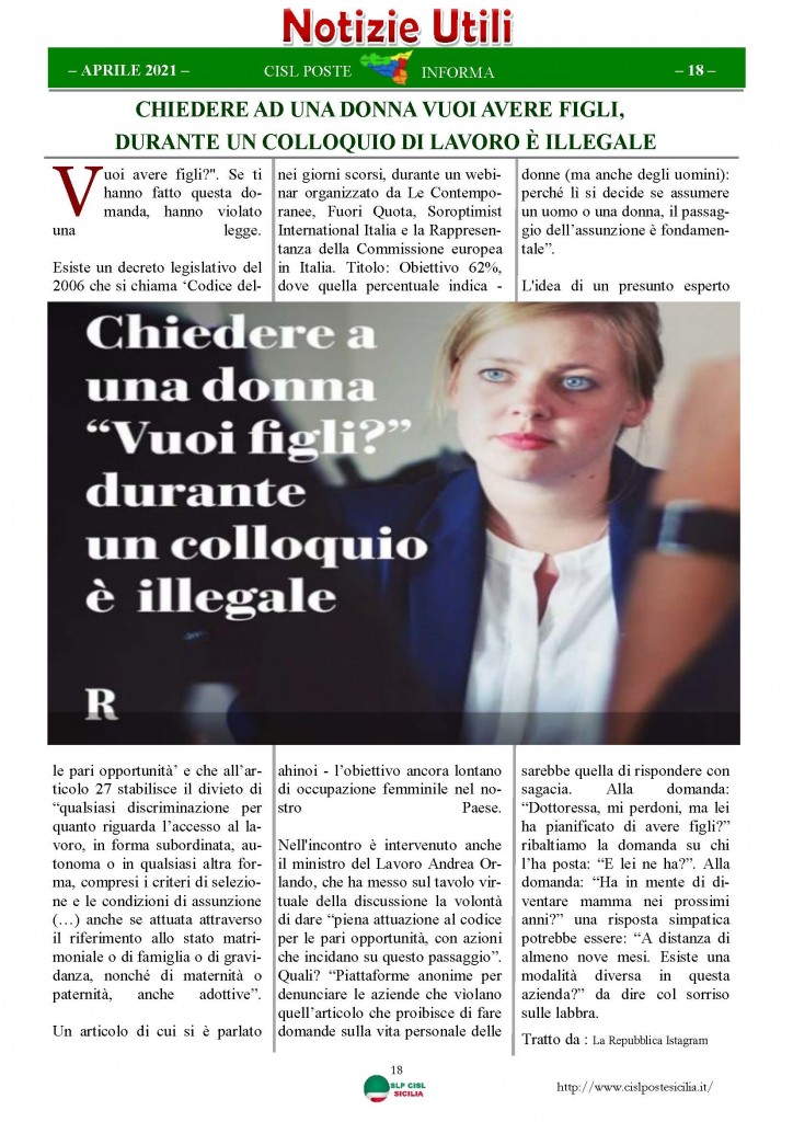 Cisl Poste Sicilia Informa Aprile 2021_Pagina_18